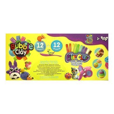 Креативна творчість Air Clay+Bubble Clay Danko Toys ARBB-02-01U набір 24 шт повітряний + кульковий пластилін для дітей